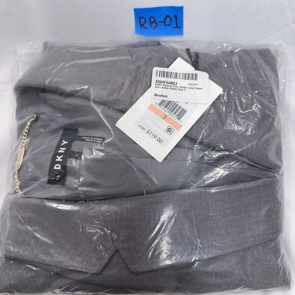 DKNY Womens One Button Long Sleeve One Button Blazer Gray Size 2 Was $119 - Picture 2 of 2